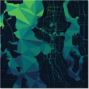 Seattle Geometric Map Posters and Art